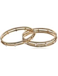 The SAK 5 Piece Stone and Textured Metal Bangle Bracelet Set, 2.6"