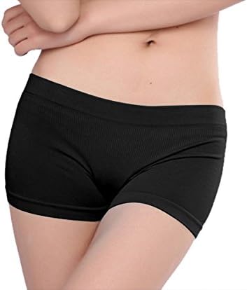Shymay Women's Boyshort Panty Seamless Stretch Comfort Soft Micro Underwear Brief, Black, Medium