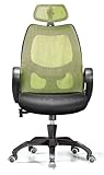 Bürostuhl Drehstuhl Chefsessel Michigan, Stoff, atmungsaktives Netz ~ grün, ohne Kopfstütze