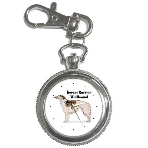 Borzoi Russian Wolfhound Key Chain Pocket Watch