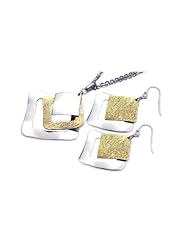 Nickel Free Sterling Silver Pendant & Earring Sets 4 Toned Sq. Matching Set