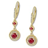 14K Yellow Gold Ruby & Diamond Silhouette Drop Earring