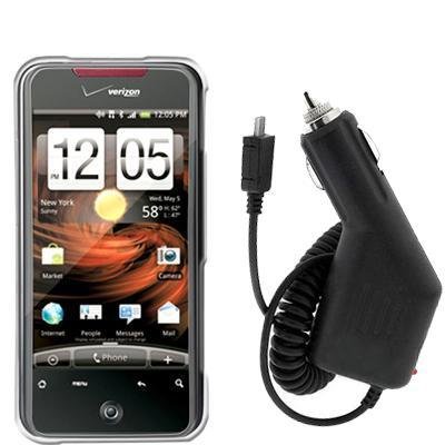 Clear Crystal Snap-On Hard Skin Case Cover + Car Vehicle Charger Accessories for HTC Droid Incredible Phone by Electromaster