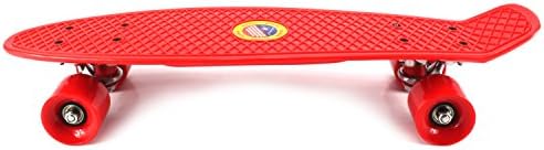 Classic Cruiser Complete 22" Banana Skateboard w/ Metal Trucks, ABEC-7 Bearings, High Quality Wheels & Bushings (Red)