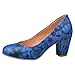 Charm Foot Fashion Floral Print Womens Chunky High Heel Pumps