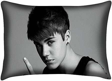 Justin Bieber Pillow Case Cushion Cover Gray Pillow Slip Two Sides 20x30 Inch