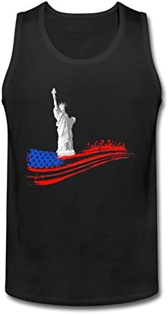 Malcobess Men's Statue Of Liberty With American Flag Sleeveless Tank Top S