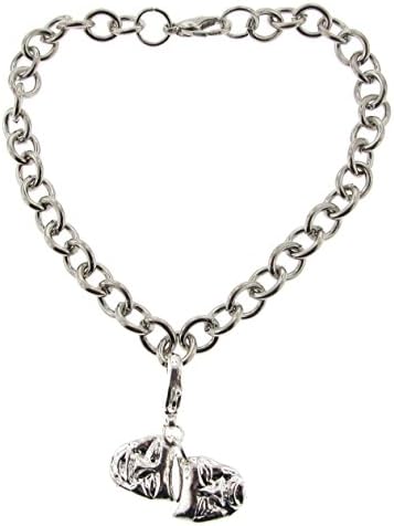 Smile Now Cry Later Pendant with Adjustable 7' Inch Charm Link Bracelet with Lobster Clasp