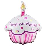 Girl's Lil' Cupcake 1st Birthday 18 Foil Balloon Party Supplies