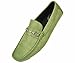 Amali Mens Casual Driving Moccasin Loafer in Green Microfiber With Silver Chain Ornament: Style Ecker Green-015