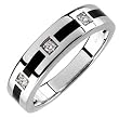 14kt White Gold Arty Onyx and Diamond Men's Wedding Band.