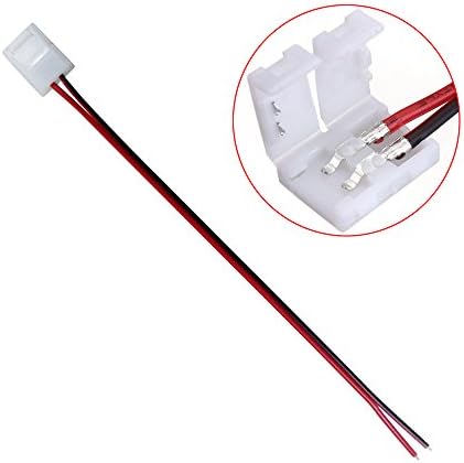LMID LED Connector 20PCS 2Pin Clip Connection Cable 8MM PCB Board LED Strip Light Connect Wire Adapter For SMD3528 LED Strip (Single Clasp Cable)