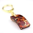 Handmade Square Shaped Murano Glass Keyring- Alexander Red Orange Style 1