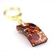 Handmade Square Shaped Murano Glass Keyring- Alexander Red Orange Style 1