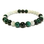 Aquamarine Bracelet 06 Stretch Malachite Blue Green Round Genuine Stone Crystal Healing Gemstone