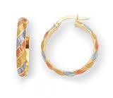 14K Tri-Color Gold Hoop Earrings - 1.0