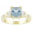 14K Yellow Gold Aquamarine and Diamond Ring