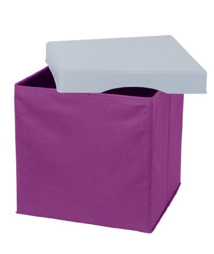 Wenko 2770024100 Aufbewahrungsbox Concept XL - Sitzw&uuml;rfel, faltbar, Polyester, Kunststoff, 33 x 32 x 33 cm, beere-grau