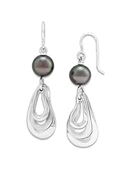 Tahitian Black Pearl Earrings in Sterling Silver (10-11mm)