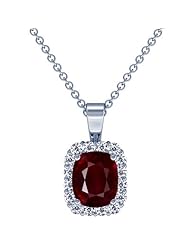 Platinum Cushion Cut Ruby And Round Diamond Pendant