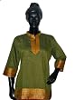 Silk Kurti-woven Silk Green Gold Kurta with Sari Borders Size Large