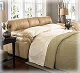 IMAGE OF Warren Full Leather Sleeper Sofa in Natural