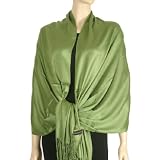 Apparel : 100% Natural Bamboo Eco Friendly Pashmina Shawl Stole, Olive