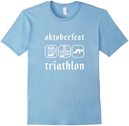 Men's Oktoberfest Triathlon Tshirt: Funny Octoberfest Beer T Shirt XL Baby Blue