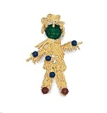 Jacqueline Kennedy Red Agate & Sodalite Stone Scarecrow Pin