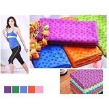 Microfiber Non Skid Yoga Towel Yoga Mat 24x72 with Carry Bag + Gift Box Blue Color