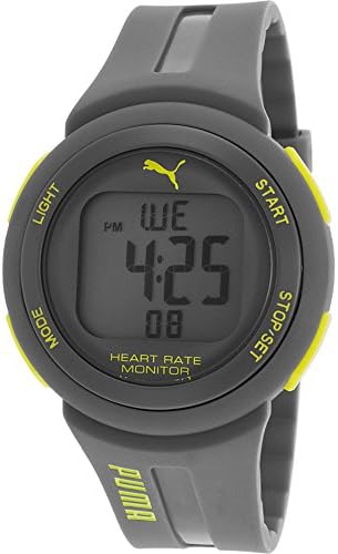 Puma Watches Grey Rubber Digital Dial Neon Yellow Accent Watch