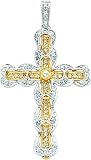 14K Two Tone Gold Diamond Cross Pendant Jewelry New