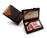 Classic Leather bifold Commuter Passport 2panel Train Ticket  Bus Pass Wallet Holder Case  Brown
