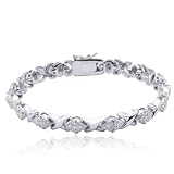 Platinum Plated Sterling Silver Genuine Diamond Accent XO Link Bracelet, 7.25