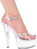 ES601-JEWEL 6 inch Heel Clear Sandal Women's Size Shoe With Rhinestone Detail and Ankle Strap