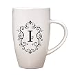 Monogram Elegant Initial 10oz. Ceramic Tapered Coffee Mug - I