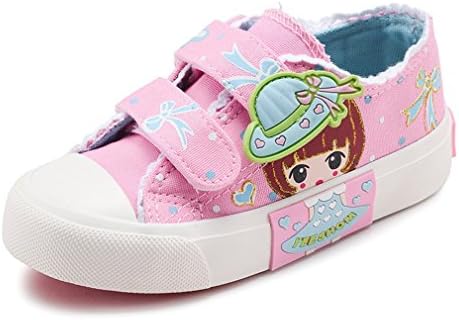ACETOP Fashion Comfort Soft Bottom Girls Velcro Strap Canvas Sneakers Casual Running Walking Flat Shoes (Toddler/Little Kid/Big Kid)