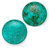 Large Turquoise Round Pendant Beads 24.5mm Stabilized (X2)