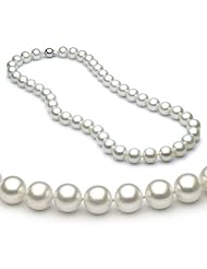 14k Gold 8.5-9mm White Freshwater Cultured Pearl Necklace AAA Quality, 18 Inches
