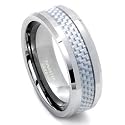 Tungsten Carbide Carbon Fiber Wedding Band Ring Size 5-14