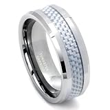 Tungsten Carbide Carbon Fiber Wedding Band Ring Size 5-14