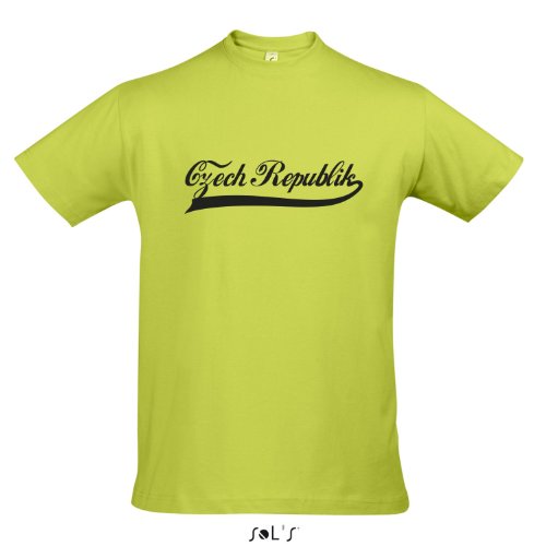T-Shirt Tschechien Oldschool Czech Republic LÄNDERSHIRT EM / WM FAN Trikot S-XXL , Apple green – schwarz , M