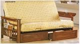 BEAUTIFUL FUTON FRAME W WEATHERED OAK ARMS & DRAWER SET