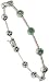 18k White Gold 7 1/4 Bracelet, w/ 0.90 Carat Round Diamonds & 1.40 Carats Round Cut Emerald Stones, 3/16 (5mm) wide