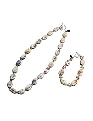 Tanias Treasures Jewelry Unique Artisan "Thoughtful Embrace" Necklace (17") and Bracelet (7.5") Jewelry Set, Charoite, Swarovski Crystal, .925 Sterling Silver