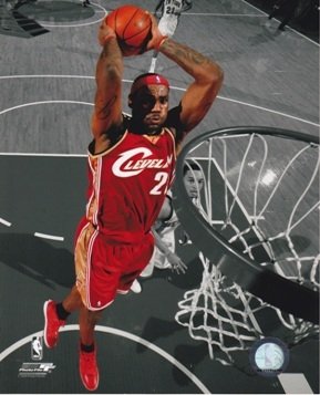 LeBron James Unsigned Cleveland Cavaliers Unsigned 8x10 inch Photo vs. Bill Russell