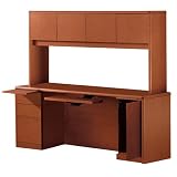 10700 Series Contemporary Computer Credenza  Hutch in Henna Cherry Finish