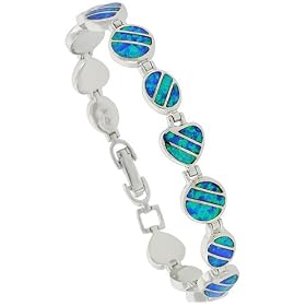 Synthetic Opal Bracelet in Sterling Silver by Sabrina Silver