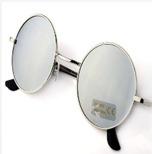 Men's Women's Hippie Shades Hippy 60S John Lennon Style Vintage Round Peace Sunglasses (Silver)