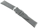 18mm Hirsch Verona Silver Grey Tone Genuine Leather Textile Coating Flat Water Resistant Watch Band